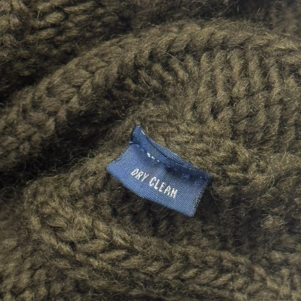 Polo Ralph Lauren Vintage Wool Ribbed Fisherman Sweater Mens Large Green Brown